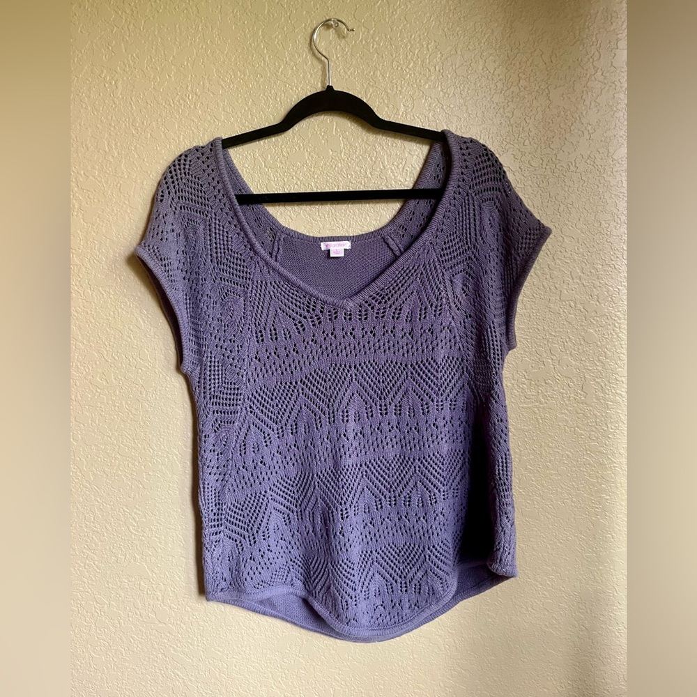 Vintage Xhiliration Jean Blue Crochet Top, Size Large